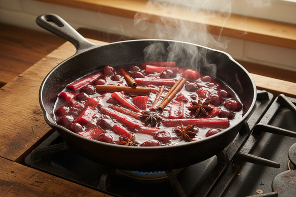 Rhubarb and Cherry Spiced Syrup for 2F Kombucha Jun and Water Kefir
